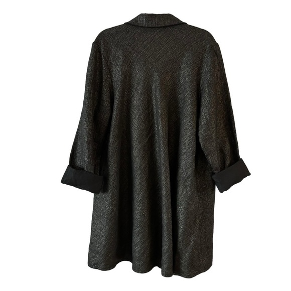 NWOT FLAX 100% linen long sleeve duster jacket grey-black boho classic oversized - Picture 5 of 16